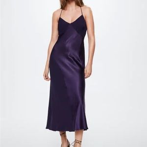 Mango purple midi satin dress. Size 8 (us).